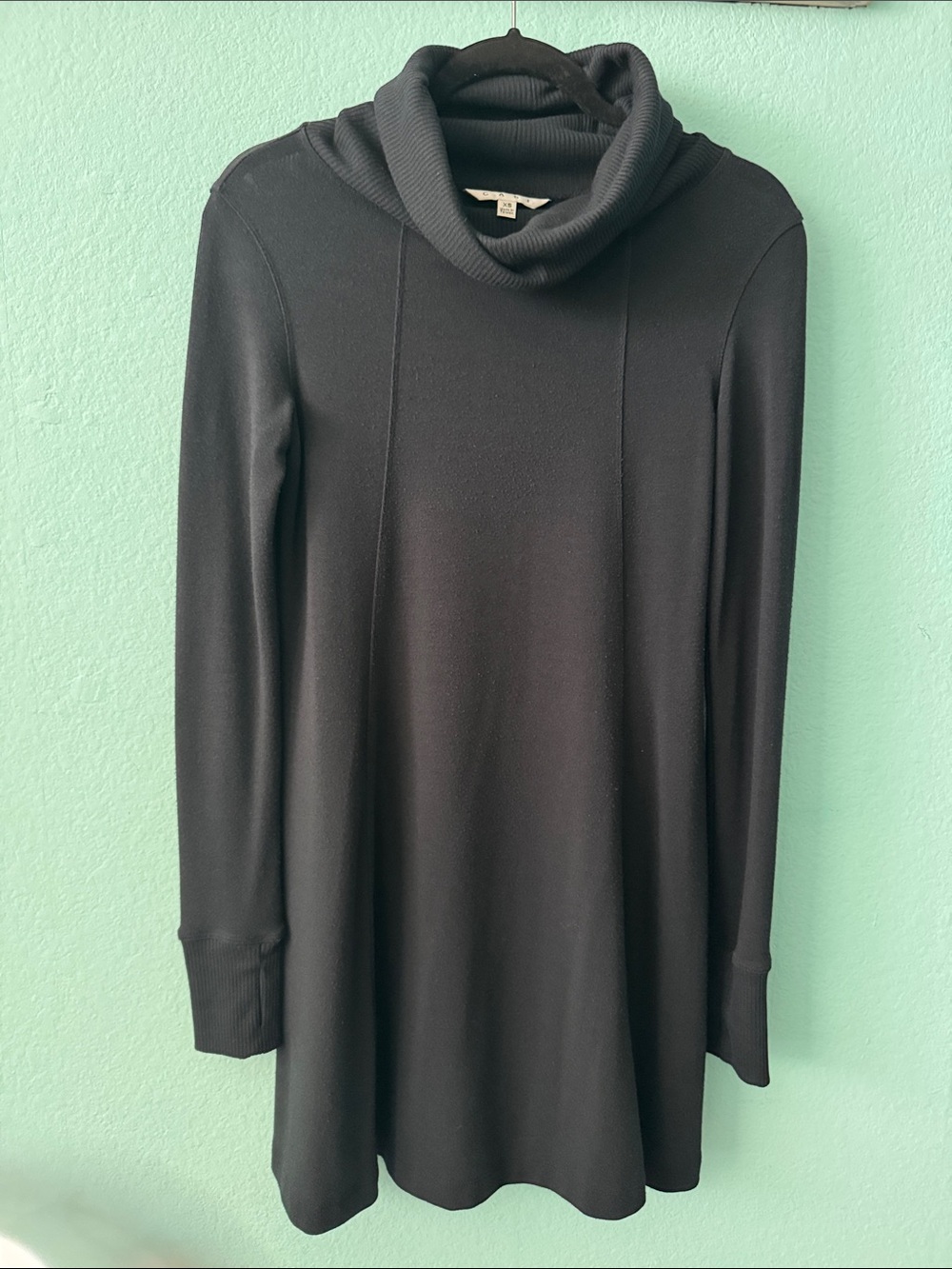 CAbi Black Cowl Neck Tunic Sweater Dress